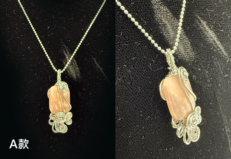 纍花絲瑬金系列-天然石簡約墬飾(003)